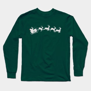 Santa Clause Sleigh And Reindeer Long Sleeve T-Shirt